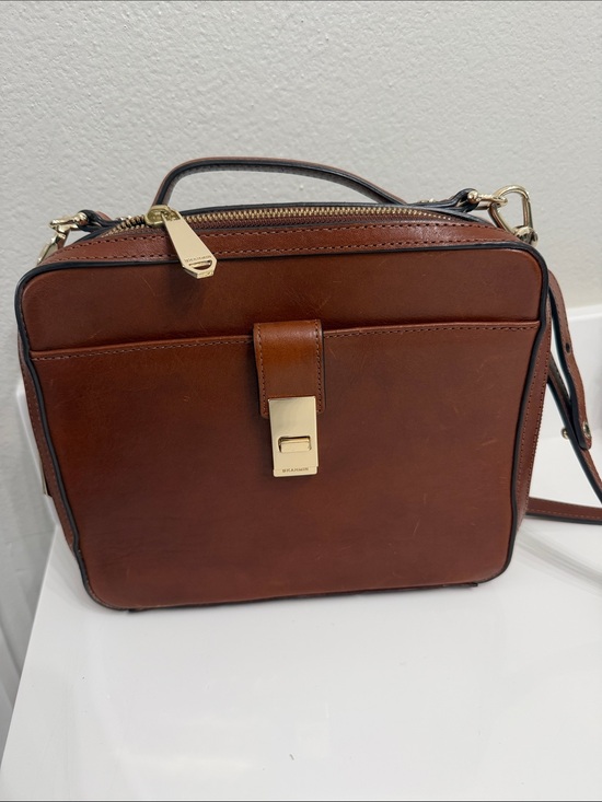 Brahmin Handbags - Brahmin Brown Leather Box Crossbody with Gold Hardware